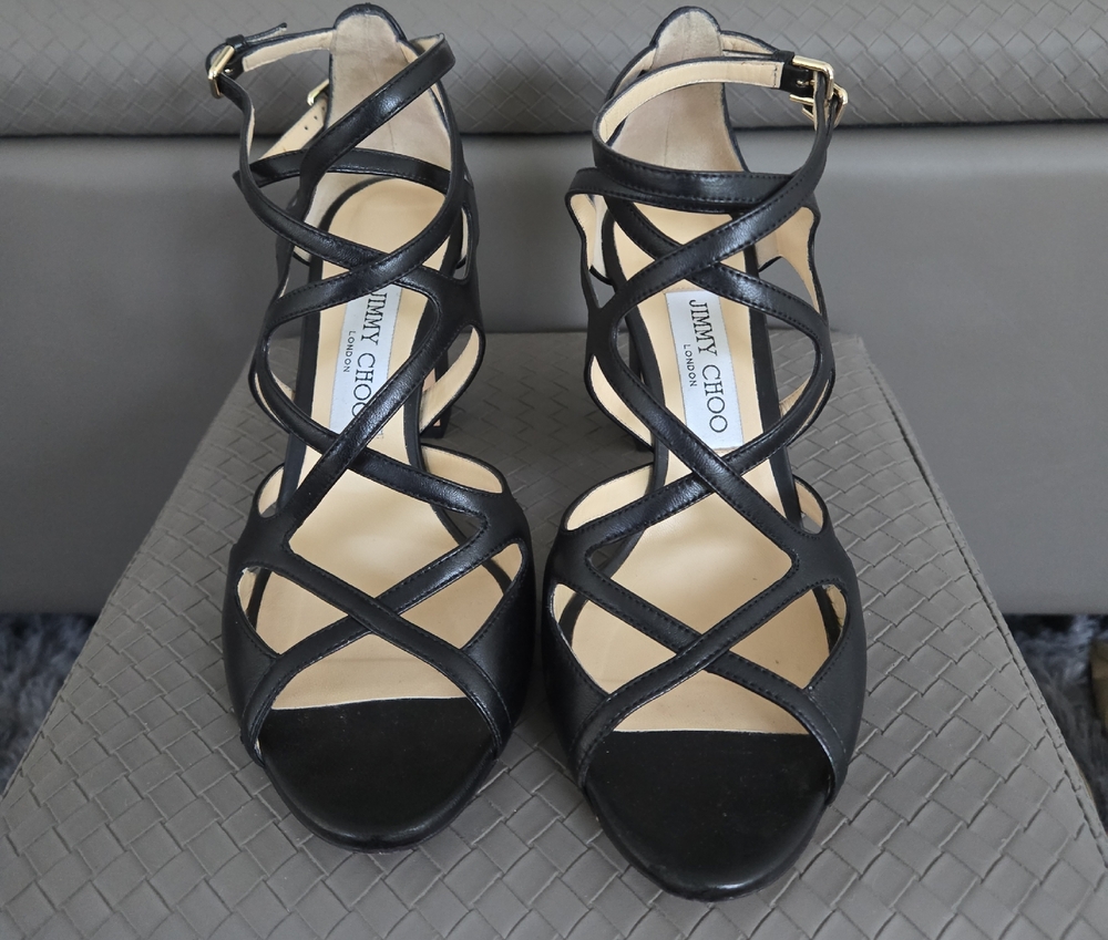 Jimmy Choo Black Strappy Heels for Formal Events